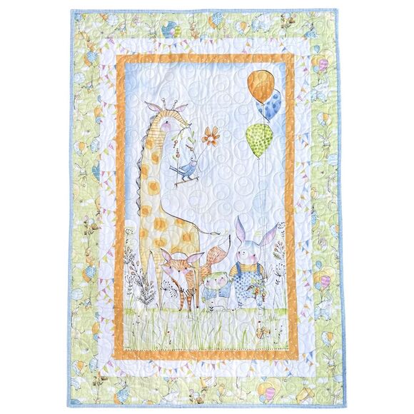 Handmade Baby Quilt – Cori Dantini Hello World Animals Crib Nursery Blanket - Picture 1 of 11
